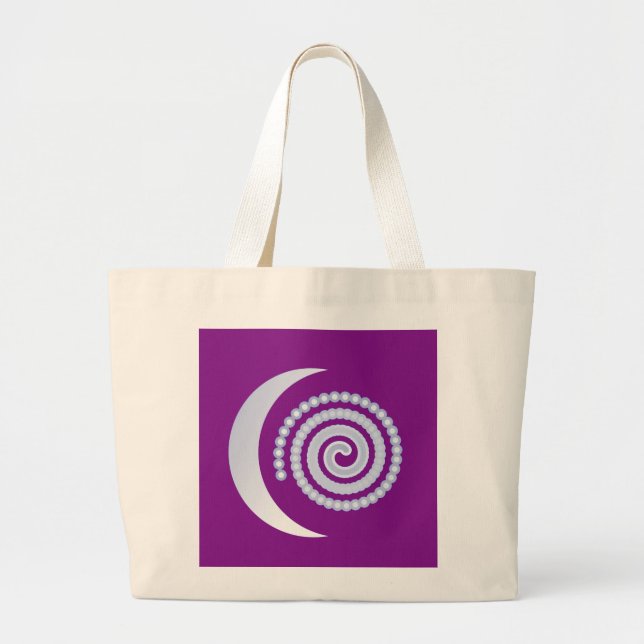Bolsa Tote Grande Espiral da Lua Silver em roxo (Frente)