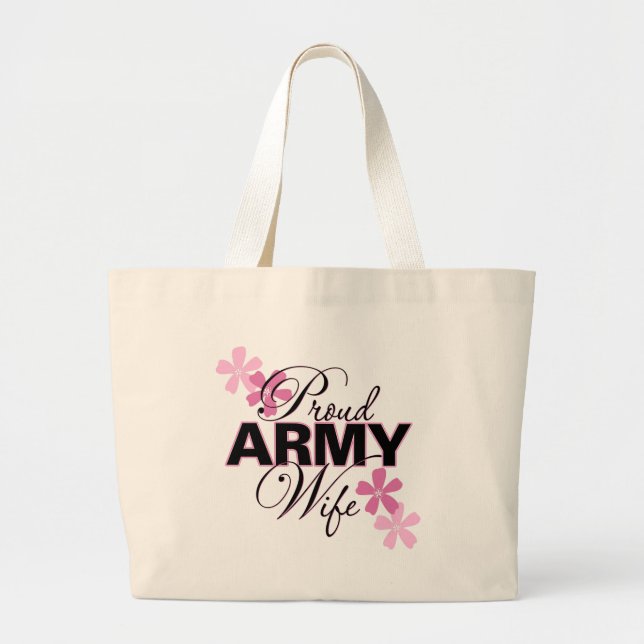 Bolsa Tote Grande Esposa orgulhosa do exército (Frente)