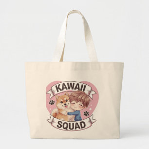 Bolsa Tote Grande Esquadrão Kawaii Shiba Inu Cachorro Lover Chibi An
