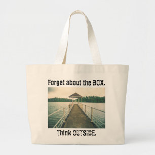 Bolsa Tote Grande Esquece a caixa pensar lá fora. Lago Retro com Do