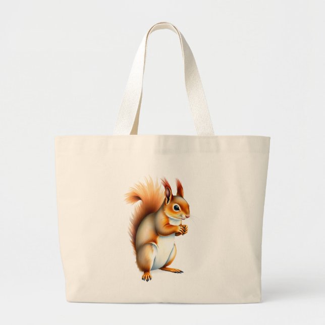 Bolsa Tote Grande esquilo sentado no chão (Frente)