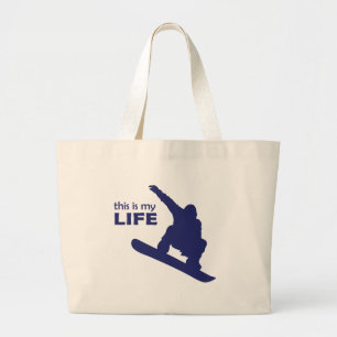 Bolsa Tote Grande Esta É Minha Vida (Snowboard)