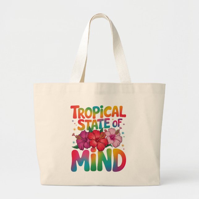 Bolsa Tote Grande Estado tropical das férias de verão na praia (Frente)