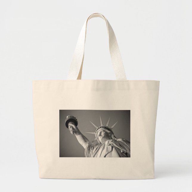 Bolsa Tote Grande Estátua Branca Negra da Liberdade (Frente)