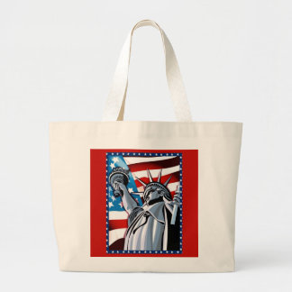 Bolsa Tote Grande Estátua da liberdade e bandeira americana