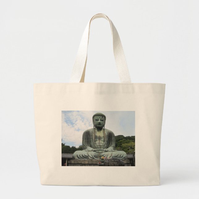 Bolsa Tote Grande Estátua de Buda Budismo (Frente)