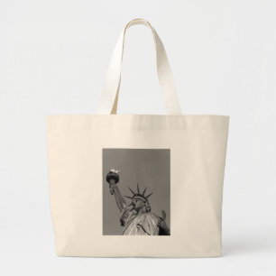 Bolsa Tote Grande Estátua Negra e Branca da Liberdade em Nova Iorque