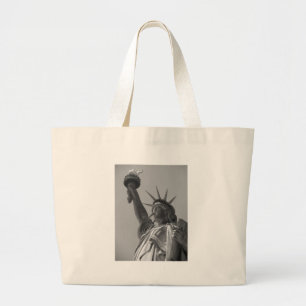 Bolsa Tote Grande Estátua Negra e Branca do Nova Iorque da Liberdade
