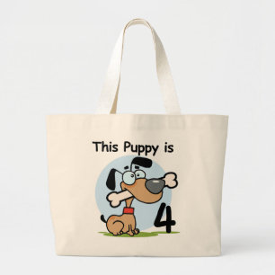 Bolsa Tote Grande Este Puppy 4º aniversário Camisetas e presentes