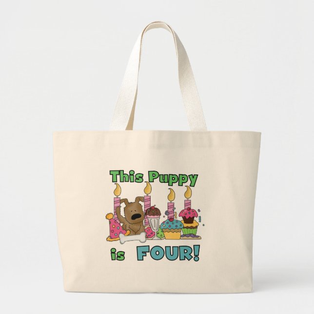 Bolsa Tote Grande Este Puppy tem quatro Camisetas e presentes (Frente)