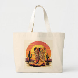 Bolsa Tote Grande Estética de vaqueira pôr do sol Vibes do Oeste do
