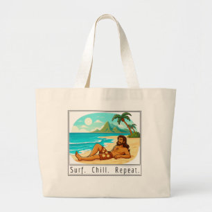 Bolsa Tote Grande Estilo de vida: Surfar. Relaxar. Repetir.