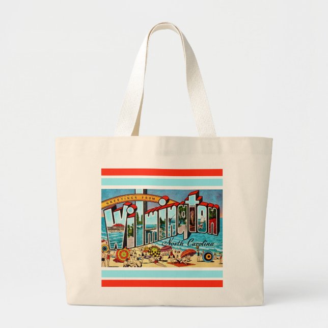 Bolsa Tote Grande Estilo retrô Wilmington NC  (Frente)