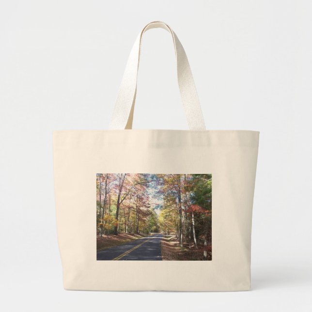 Bolsa Tote Grande Estrada secundária do outono (Frente)