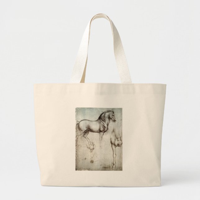 Bolsa Tote Grande Estudo dos cavalos - Leonardo da Vinci (Frente)