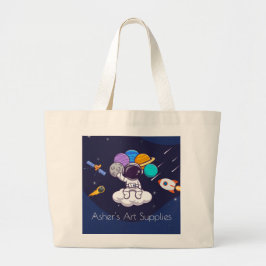 Bolsa Tote Grande Etiqueta Personalizada & Astronauta Espacial Fofo