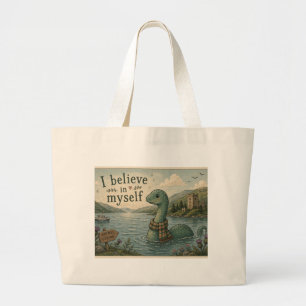 Bolsa Tote Grande Eu acredito em mim mesmo Monstro do Lago Ness capr