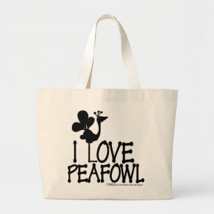 Bolsa Tote Grande Eu adoro a silhueta Peafowl