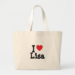 Bolsa Tote Grande Eu adoro Lisa Heart Shirt
