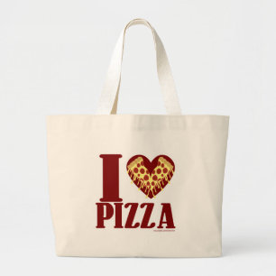 Bolsa Tote Grande Eu Adoro Pizza