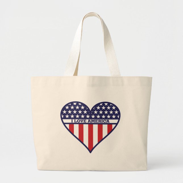 Bolsa Tote Grande Eu amo a América (Frente)