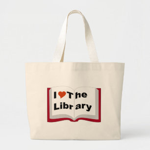 Bolsa Tote Grande Eu amo a biblioteca