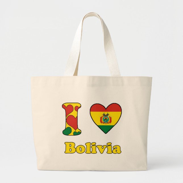 Bolsa Tote Grande Eu amo a Bolívia (Frente)