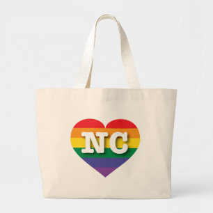 Bolsa Tote Grande Eu amo a Carolina do Norte Orgulho gay