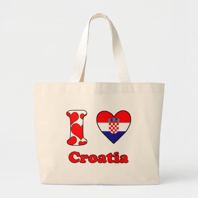 Bolsa Tote Grande Eu amo a Croácia (Frente)
