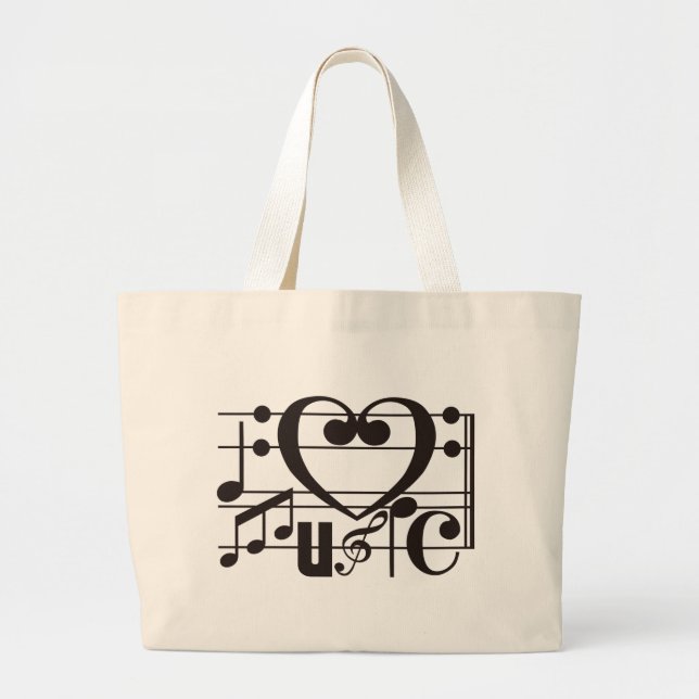 BOLSA TOTE GRANDE EU AMO A MÚSICA (Frente)