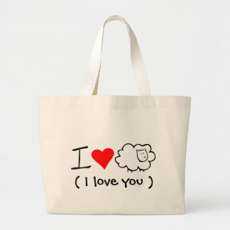 Bolsa Tote Grande Eu amo a ovelha (você) Totebag