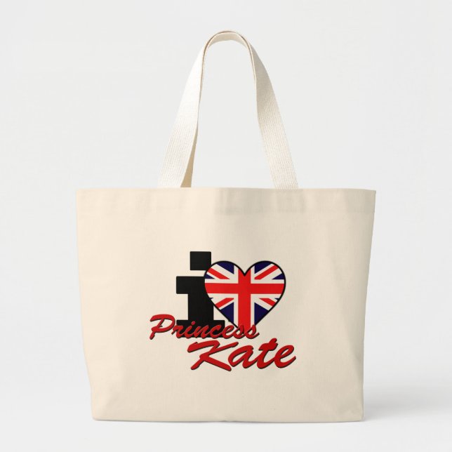 Bolsa Tote Grande Eu amo a princesa Kate (Frente)