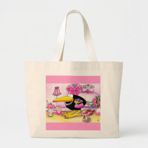 Bolsa Tote Grande Eu amo a sacola COR-DE-ROSA do corvo
