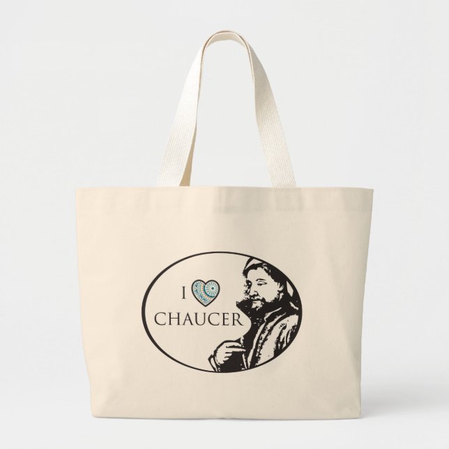Bolsa Tote Grande Eu amo a sacola de Chaucer (Frente)