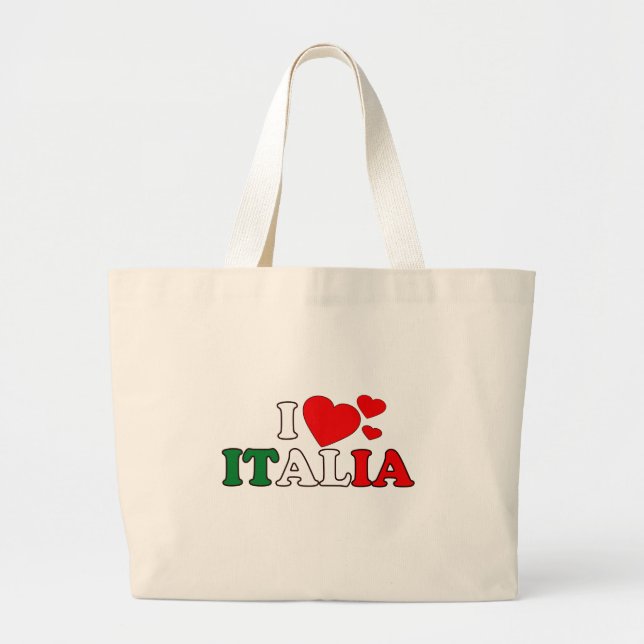 Bolsa Tote Grande Eu amo a sacola de Italia (Frente)