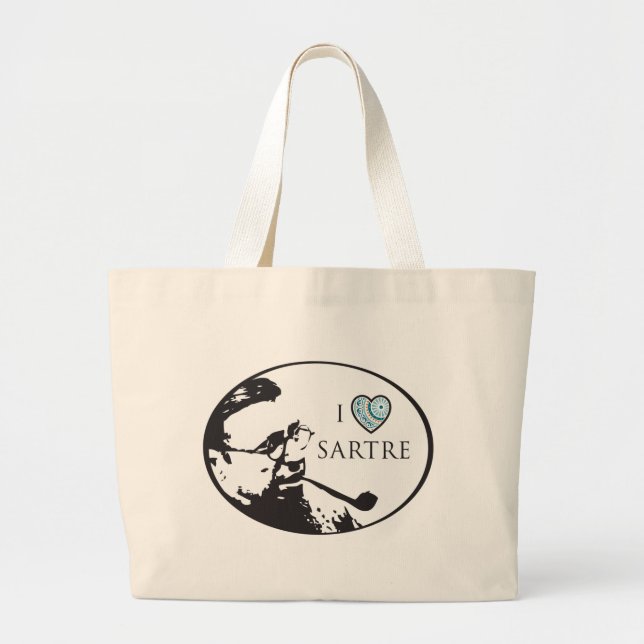 Bolsa Tote Grande Eu amo a sacola de Sartre (Frente)