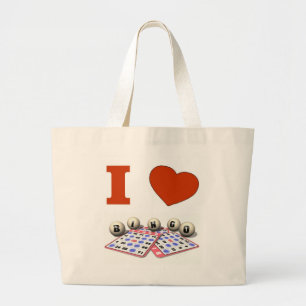 Bolsa Tote Grande Eu amo a sacola do clássico do Bingo