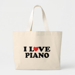 Bolsa Tote Grande Eu amo a sacola do piano