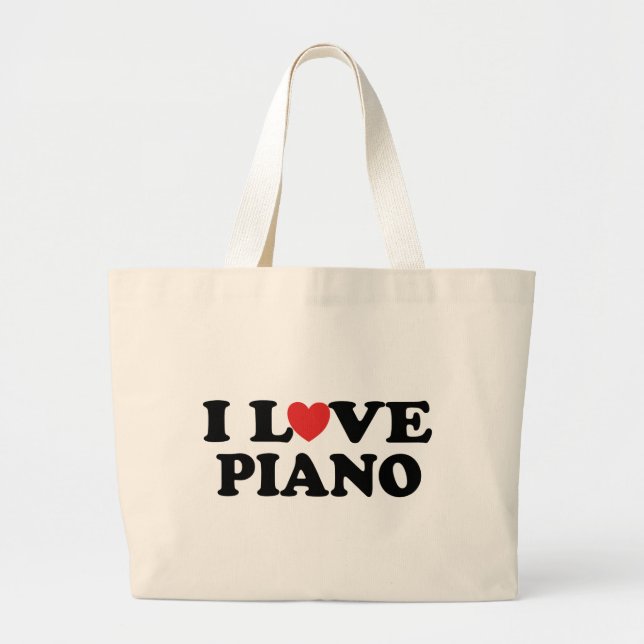 Bolsa Tote Grande Eu amo a sacola do piano (Frente)