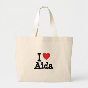 Bolsa Tote Grande Eu amo Aida Heart-Shirt