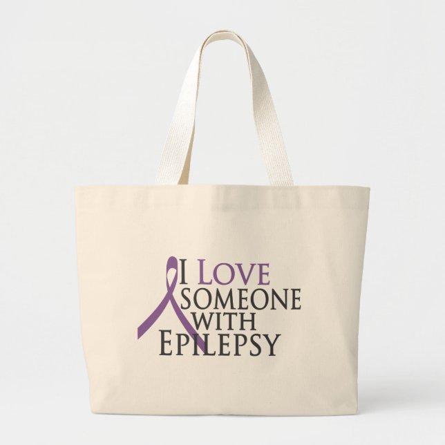 Bolsa Tote Grande eu amo alguém com epilepsia (Frente)
