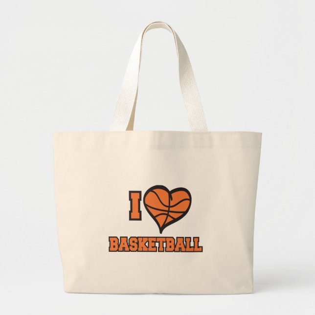 Bolsa Tote Grande eu amo basquete (Frente)