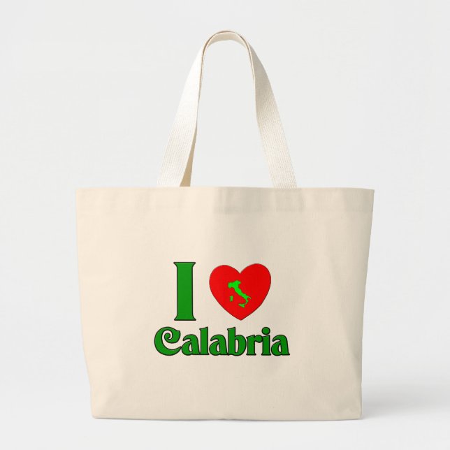 Bolsa Tote Grande Eu amo Calabria Italia (Frente)