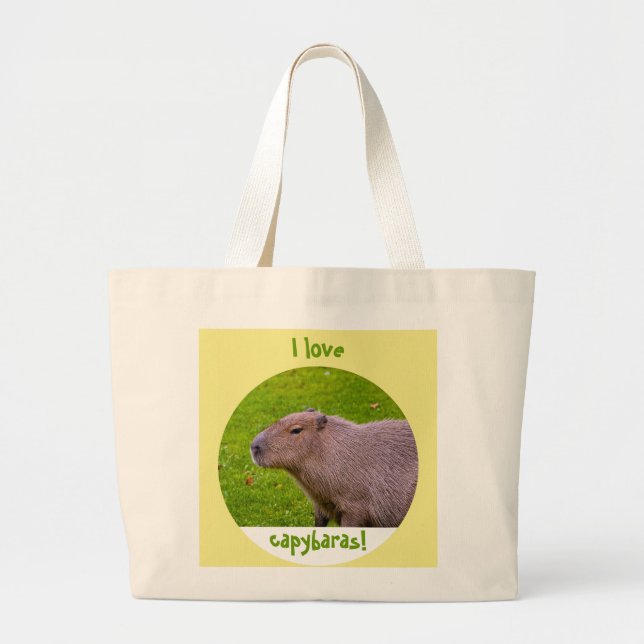 Bolsa Tote Grande Eu amo capivaras (Frente)
