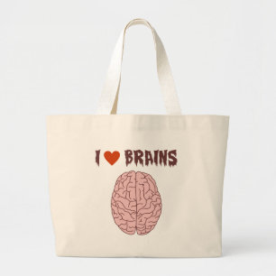 Bolsa Tote Grande Eu amo cérebros