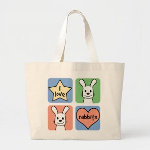 Bolsa Tote Grande Eu amo coelhos