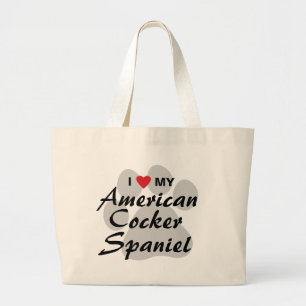 Bolsa Tote Grande Eu amo (coração) meu cocker spaniel americano
