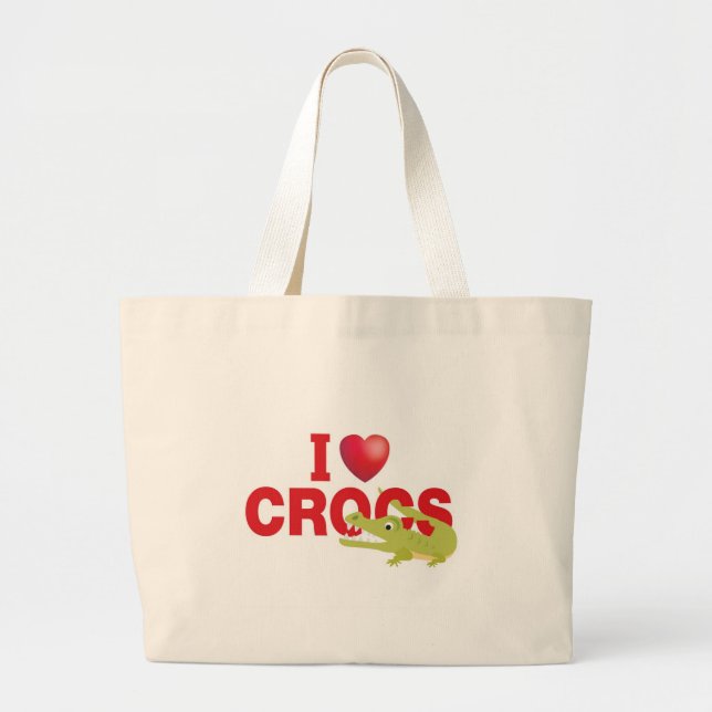 Bolsa Tote Grande eu amo crocs (Frente)