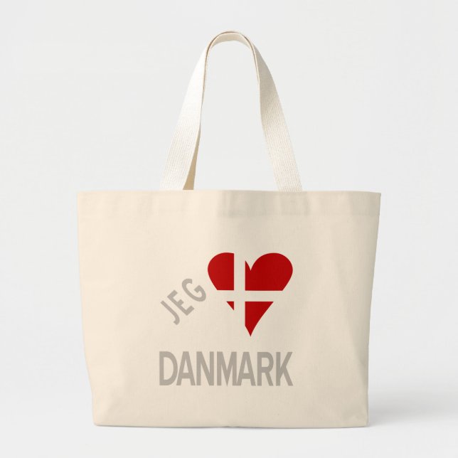 Bolsa Tote Grande Eu Amo Dinamarca Cinza (Frente)