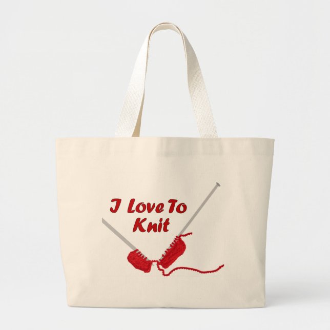 Bolsa Tote Grande Eu amo fazer malha (Frente)